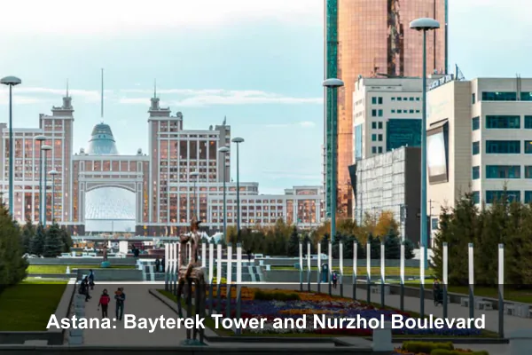 Astana: Bayterek Tower and Nurzhol Boulevard